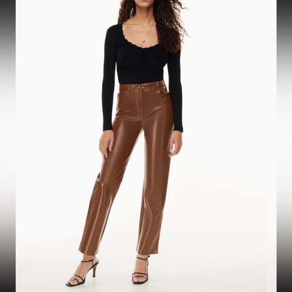 Wilfred The Melina Pant Cognac Brown Vegan leather SZ:4 NWOT - Picture 1 of 5